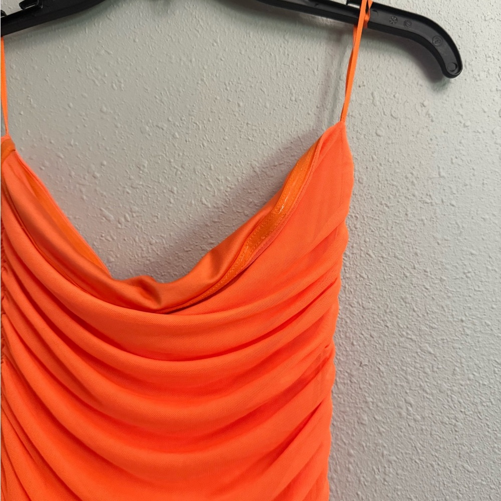 Steve Madden Bright Orange Ruched Dress